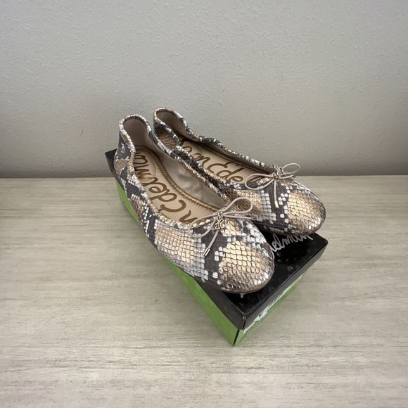 Sam Edelman Felicia Women Sz 10 Snakeskin Print Ballet Flats Genuine Leather $13 - Picture 2 of 12